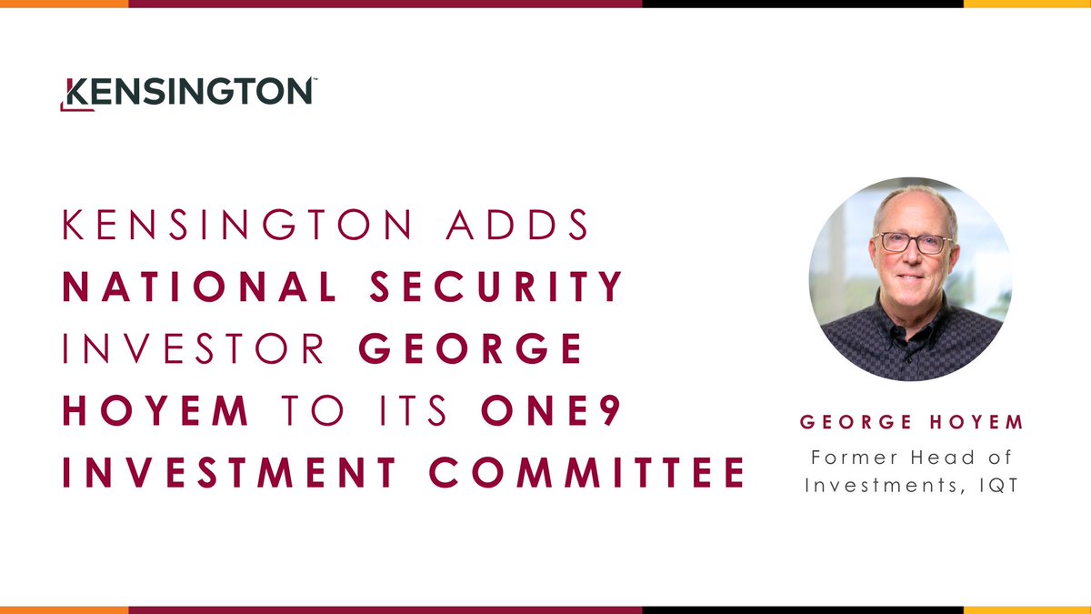 🚨Big news: George Hoyem, former EVP at In-Q-Tel, joins the One9 Investment Committee. With 15+ years in national security tech, he brings unmatched expertise as ONE9 scales to meet growing global demand. Welcome, George!

Learn more: kcpl.ca/kensington-add…