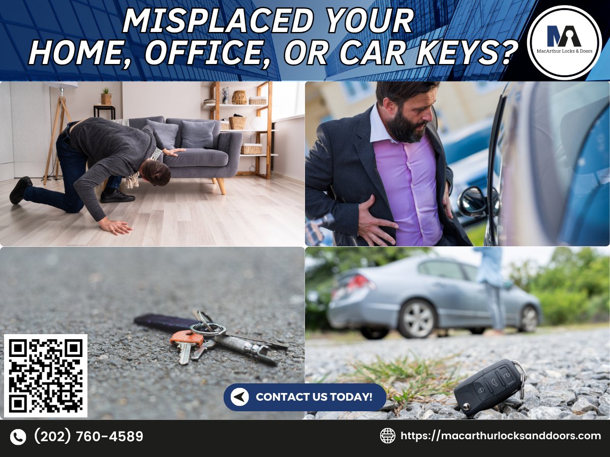LocksDoors's tweet image. Lost your keys again? Whether it’s your house, office, or vehicle, MacArthur Locks & Doors provides trusted key replacement and lockout services. Call us today at (202) 760-4589.
#KeyReplacement #HomeLockout #LocksmithExperts #KeyDuplication #LocksmithNearMe