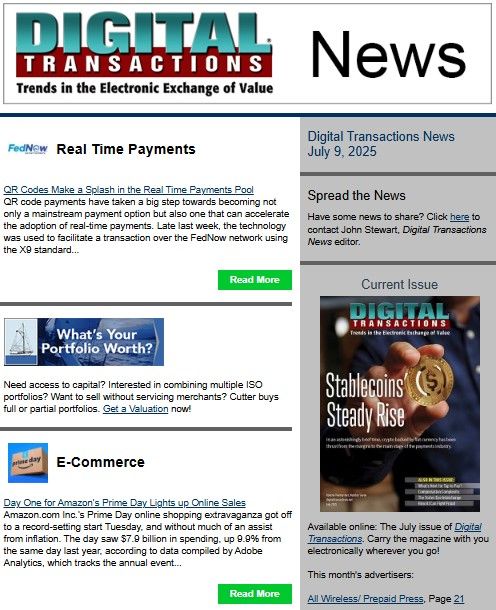 DTPaymentNews's tweet image. Today's Digital Transactions News: A FedNow Payment Via QR Code; Record Prime Days Online Spending; Click to Cancel Rule Booted
buff.ly/I44uwxT 
 #payments #QRcodes #FedNow #realtimepayments #PrimeDays #ecommerce #mcommerce #onlineshopping #Adobe #clicktocancel