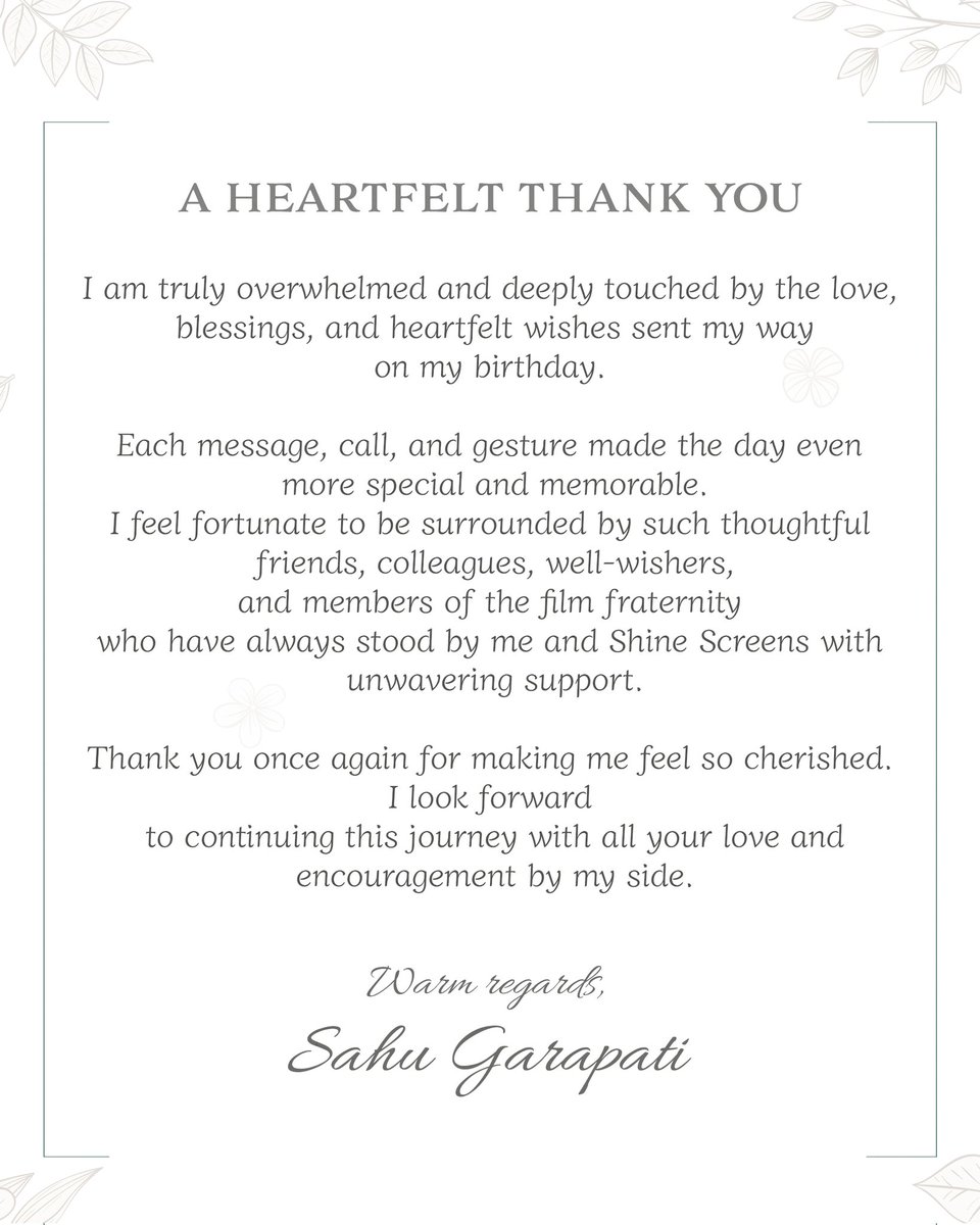 sahugarapati7's tweet image. Truly overwhelmed by all the love, warmth, and wishes on my birthday. 🙏
Grateful to have such amazing people around. Thank you, from the bottom of my heart! ❤️