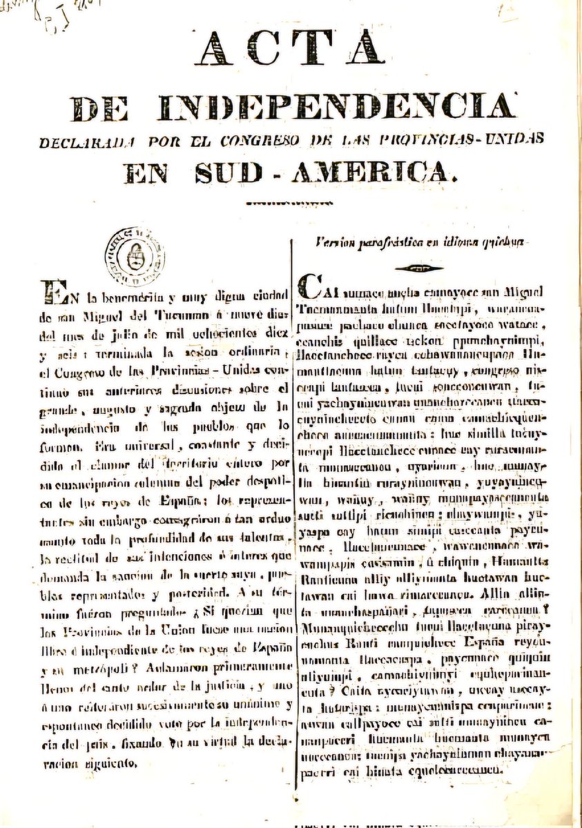 Intibonomo's tweet photo. La declaración de independiente versión Quichua.

Se declaró en 3 idiomas:
Español
Quichua
Armará 

Feliz día de la independencia! https://t.co/k8jajGYLRJ