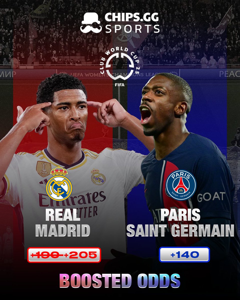 Chips.gg (@chipsgg) on Twitter photo 🔥 <a href="/realmadrid/">Real Madrid C.F.</a> vs <a href="/PSG_English/">Paris Saint-Germain</a>
Bet on the match result (1X2), and if the first goal hits within 15 minutes, we're giving away a free bet (Chips ID) 👇🎁
No parlays. No live bets. Let’s gooo! ⚽️
($20 x 4 winners) 🔥 <a href="/realmadrid/">Real Madrid C.F.</a> vs <a href="/PSG_English/">Paris Saint-Germain</a>
Bet on the match result (1X2), and if the first goal hits within 15 minutes, we're giving away a free bet (Chips ID) 👇🎁
No parlays. No live bets. Let’s gooo! ⚽️
($20 x 4 winners)