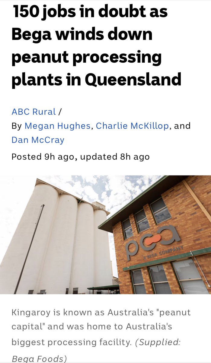 Local mayor Kathy Duff ‘hopes’ someone can save 160 jobs in her community. 
Here’s a suggestion, get off your lazy LNP ass and find a solution yourself. 
What incentives can your LG offer Bega to continue to source local peanuts?
#auspol