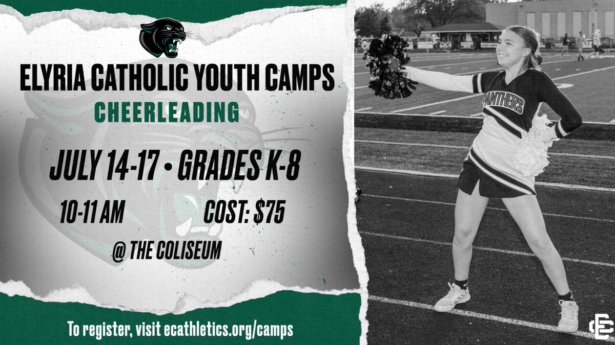 📣 Cheer Camp is Coming Up!
Show your spirit and join us next week at EC for an exciting week of cheerleading, teamwork, and fun!
⭐ All skill levels welcome — register today at ecathletics.org/camps!