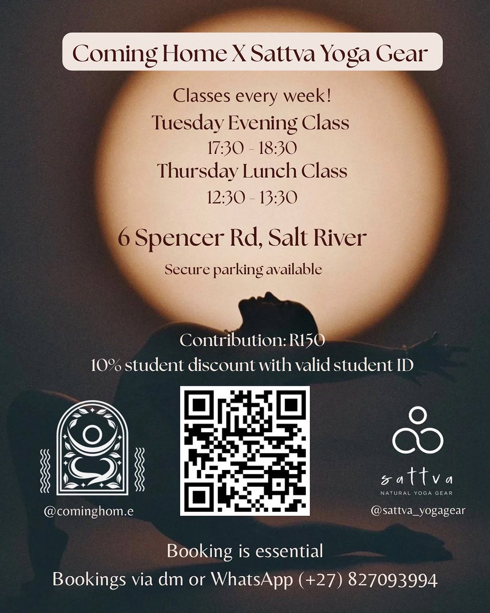 Cape Town People!!! I host weekly yoga classes in Salt River 🌺