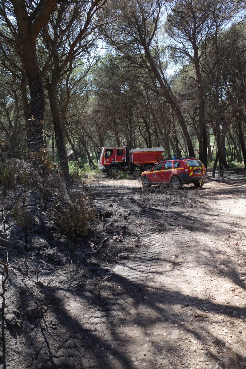 Avec <a href="/celiavalletpro/">Célia Vallet</a>, nous sommes à Montagnac dans l’Herault. 
Ici, le feu est maîtrisé depuis 5h ce matin. Au total 400 hectares ont brûlé. <a href="/BFMTV/">BFM</a>