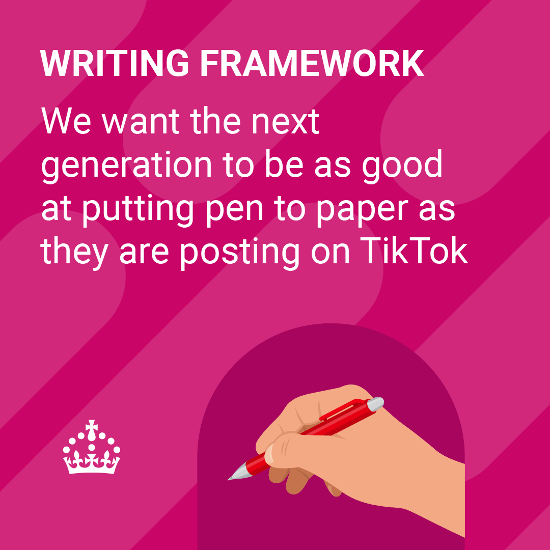 educationgovuk's tweet photo. Too many children leave primary school without essential writing skills. Our new framework will build a nation of confident writers - part of our Plan for Change mission to break the link between children's backgrounds and their future success.
