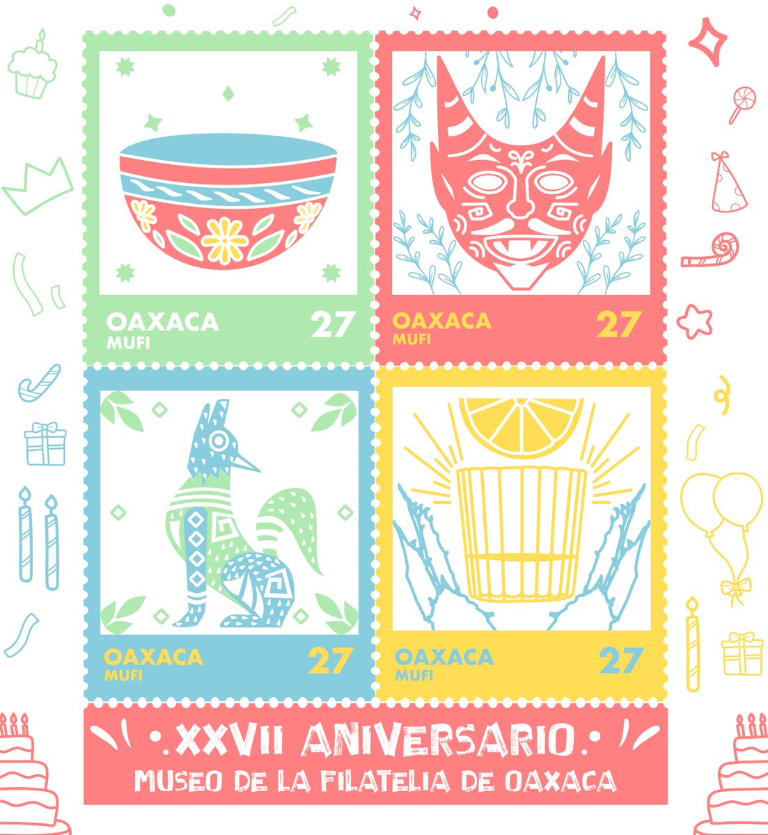 Hoy celebramos 27 años de construir una comunidad única alrededor del arte, la memoria postal y filatélica.
Gracias a todas y todos los que han sido parte de este viaje, cada persona que ha pasado por el MUFI ha dejado una huella que sigue haciendo de este espacio 
¡Felicidades!
