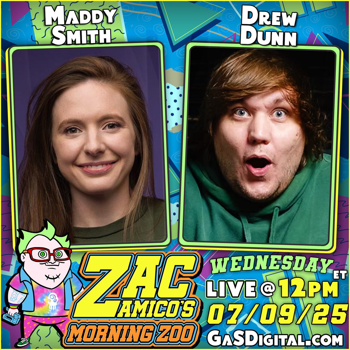GaS Digital Network (@gasdigital) on Twitter photo Today at Noon EST on <a href="/ZacsMorningZoo/">Zac Amico's Morning Zoo</a>!
Join gasdigital.com to watch along live and use code INSTA at signup to unlock a special discount on your membership!
<a href="/somaddysmith/">Maddy Smith</a> <a href="/drewdunncomedy/">Drew Dunn</a> <a href="/ZASpookshow/">ZAMidnightSpookshow</a> Today at Noon EST on <a href="/ZacsMorningZoo/">Zac Amico's Morning Zoo</a>!
Join gasdigital.com to watch along live and use code INSTA at signup to unlock a special discount on your membership!
<a href="/somaddysmith/">Maddy Smith</a> <a href="/drewdunncomedy/">Drew Dunn</a> <a href="/ZASpookshow/">ZAMidnightSpookshow</a>
