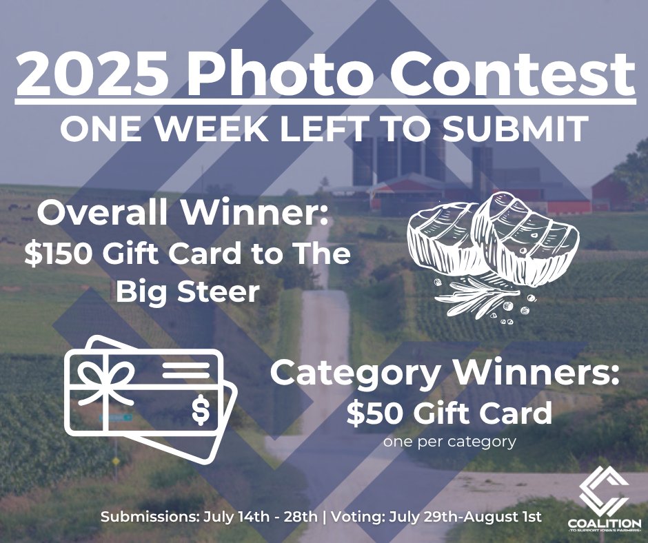 Only one week left to submit your photos! ⌛
Don't miss out on a chance to win an Amazon Gift Card or a $150 gift card to The Big Steer! Voting can only be found on this Facebook page. 
For more details: bit.ly/44TanNF