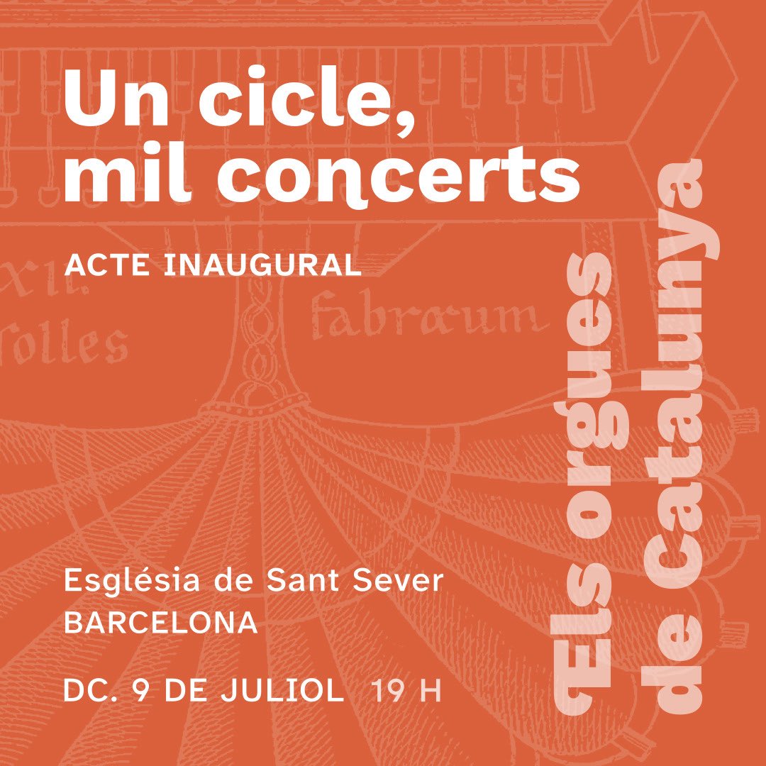Ass. Catalana de l'Orgue (@acorgue) on Twitter photo 🎶 Donem el tret de sortida al 45è cicle #ElsOrguesdeCatalunya amb l’acte inaugural “Un cicle, mil concerts”, que se celebrarà avui a les 19:00 h a l’Església de Sant Sever de Barcelona.
‼️ Podeu consultar tota la programació a: acorgue.cat/ceoc/45/
<a href="/catedralbcn/">Catedral de Barcelona</a> 🎶 Donem el tret de sortida al 45è cicle #ElsOrguesdeCatalunya amb l’acte inaugural “Un cicle, mil concerts”, que se celebrarà avui a les 19:00 h a l’Església de Sant Sever de Barcelona.
‼️ Podeu consultar tota la programació a: acorgue.cat/ceoc/45/
<a href="/catedralbcn/">Catedral de Barcelona</a>