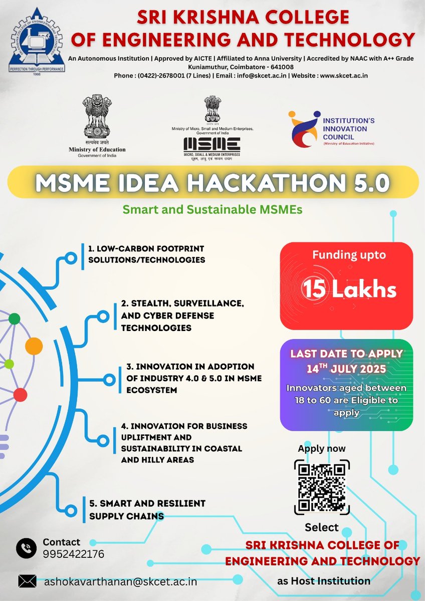 skcetofficial's tweet photo. #skcet #coimbatore #SKCETHackathon #MSMEIdeaHackathon #SKCETInnovation #SKCETIIC #IICIndia #MinistryOfEducation #StartupIndia #InnovationChallenge #MSMEIndia #DigitalIndia https://t.co/O9Ebe2u5HH