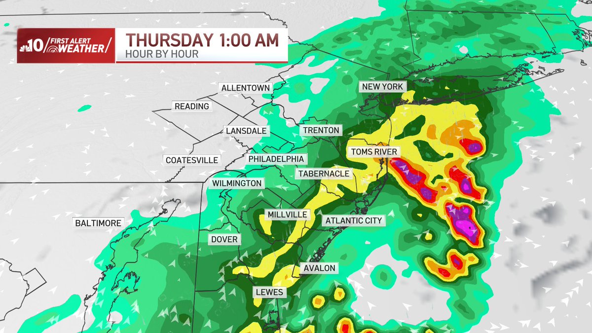 rjohnsontv's tweet image. .@NBCPhiladelphia's First Alert to severe storms is in effect for our whole region from 5pm tonight (7/9) until midnight. Damaging winds & flash flooding are the primary concerns. Though the intensity is too strong, here's an idea of what the radar may look like tonight.