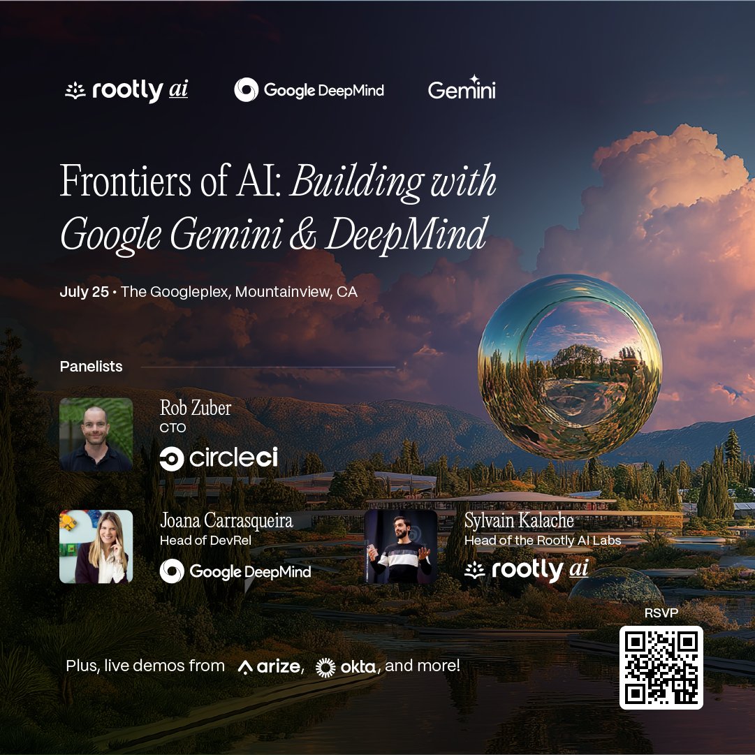 CircleCI (@circleci) on Twitter photo 📣 Calling all Bay Area engineers!
Join us at Google on 7/25 for a deep dive on building production-grade AI systems with teams from <a href="/GeminiApp/">Google Gemini App</a>, <a href="/GoogleDeepMind/">Google DeepMind</a>, <a href="/rootlyhq/">Rootly</a> & more.
Live demos, an expert panel w/ <a href="/z00b/">Robert Zuber</a> & real talk on reliability at scale: circle.ci/4ljBJTb 📣 Calling all Bay Area engineers!
Join us at Google on 7/25 for a deep dive on building production-grade AI systems with teams from <a href="/GeminiApp/">Google Gemini App</a>, <a href="/GoogleDeepMind/">Google DeepMind</a>, <a href="/rootlyhq/">Rootly</a> & more.
Live demos, an expert panel w/ <a href="/z00b/">Robert Zuber</a> & real talk on reliability at scale: circle.ci/4ljBJTb