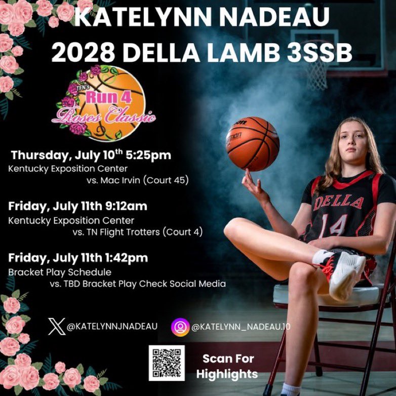<a href="/TFNsRun4Roses/">TFN's Run 4 Roses</a> tournament starts tomorrow in Louisville, KY! Below is our schedule, not including our bracket play. Ready to get back on the court with my girls!
🌹🏀🔥