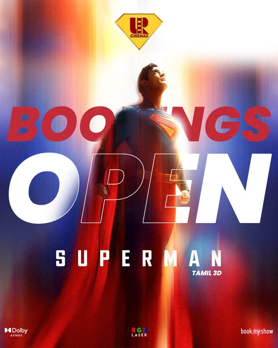 UmaaRajendra's tweet image. Bookings open for #Superman in the main screen from this Friday 💥 Trying for a show in English this weekend, will update on the availability soon!!!