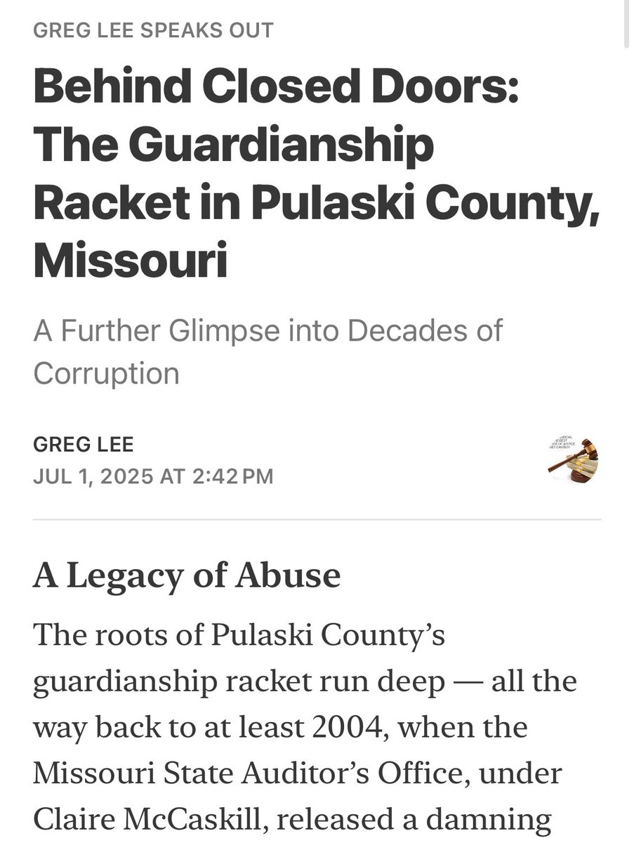 ProtectParents's tweet photo. Government-sanctioned disappearance’: Greg Lee on Pulaski County’s guardianship racket. Decades of exploitation exposed in ‘A Legacy of Abuse’. Time for #GuardianshipReform. #Missouri #ElderAbuse Great article! 

https://t.co/XjEybD9u2j https://t.co/Xpp28WLqP1