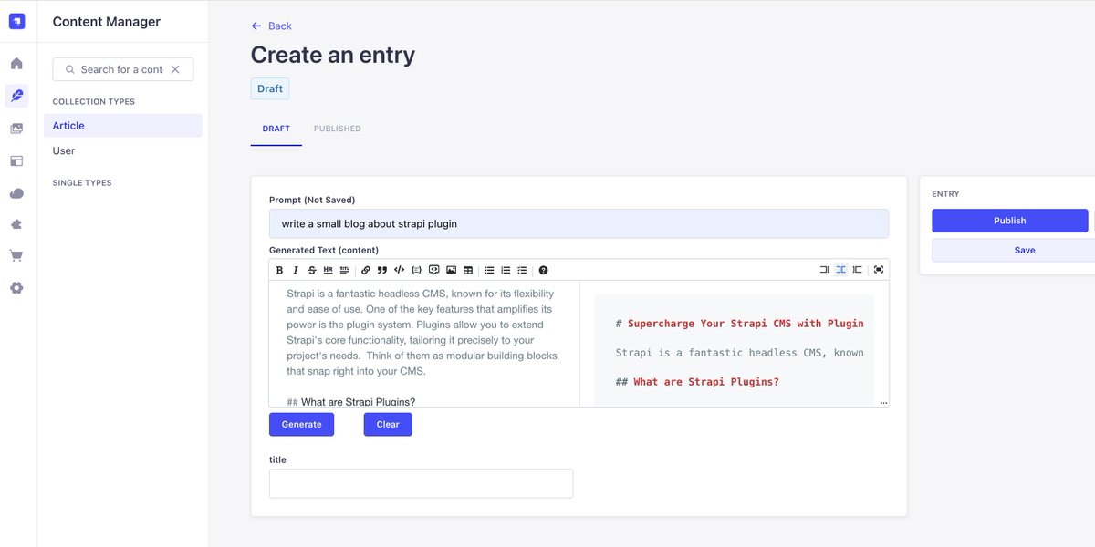 suryakand's tweet photo. Suryakand's Blog: Gen AI and Strapi

Strapi CMS Plugin -  Generate Content using Gen AI https://t.co/8gAFpKlCIl https://t.co/2kYqJMFNJU