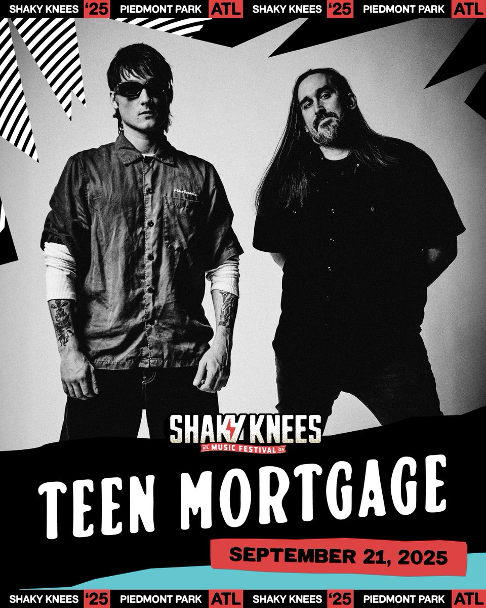 Shaky Knees Festival (@shakykneesfest) on Twitter photo Just when you thought it couldn’t get better... <a href="/teen_mortgage/">Teen Mortgage</a> joins the stacked lineup 🫡 Just when you thought it couldn’t get better... <a href="/teen_mortgage/">Teen Mortgage</a> joins the stacked lineup 🫡