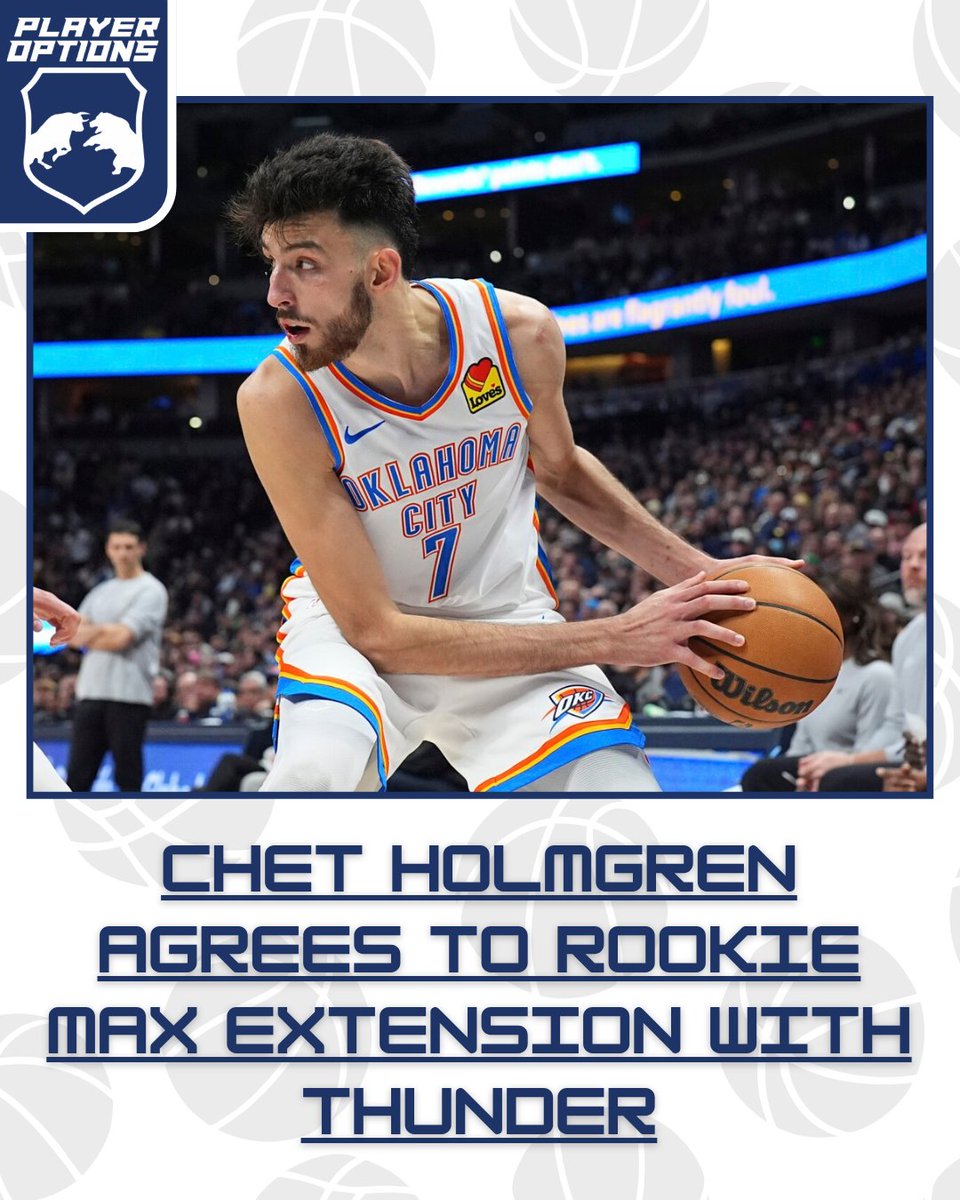 player_options's tweet photo. 🏀 Chet Holmgren just locked in a massive 5-year extension with OKC and his stock on Player Options is only rising 📈 Think the Thunder are building a dynasty?
#ChetHolmgren #Thunder #NBA #PlayerOptions #TradeTheGame #NBANews https://t.co/9oTCBtcNN8