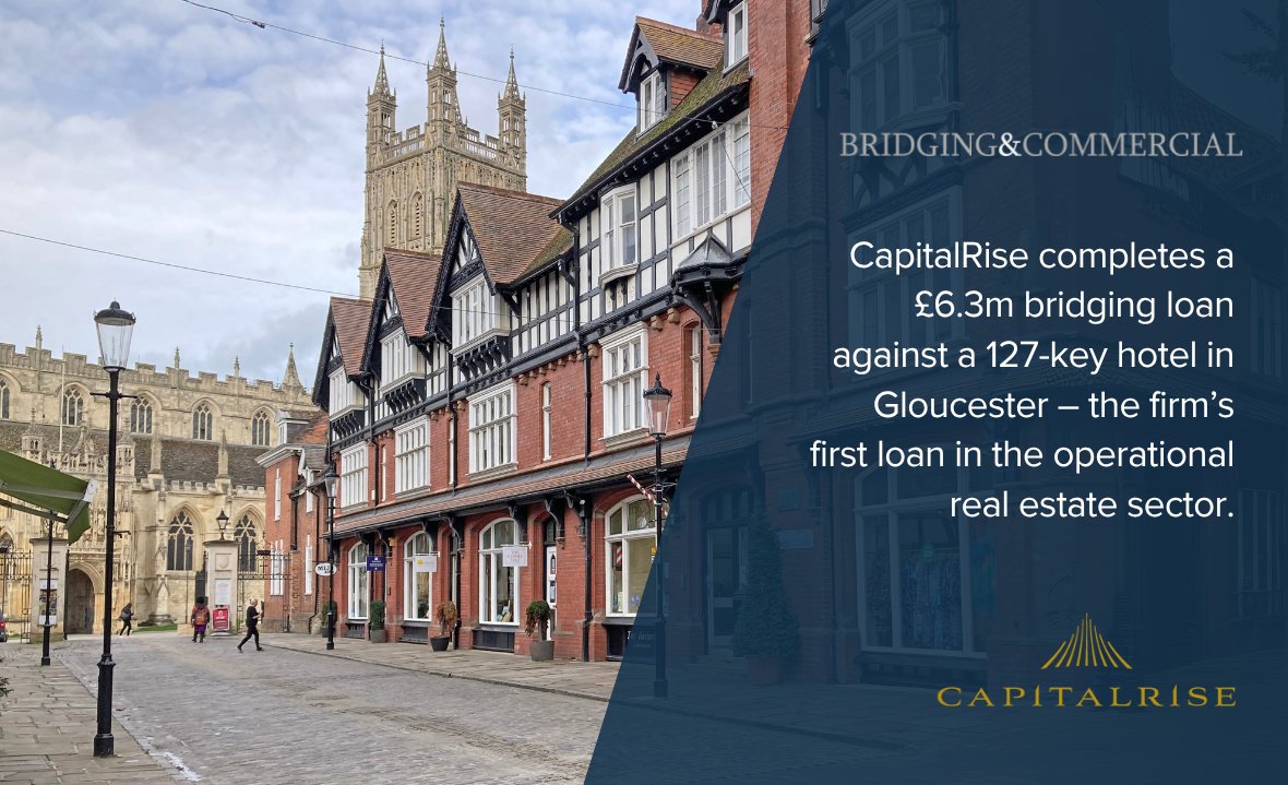 CapitalRise investors have funded a £6.3m bridging loan against a 127-key hotel in Gloucester, marking the firm's first deal in the operational real estate sector. 

This highly bespoke bridging loan will refinance existing debt and fund the acquisition of the freehold interest,