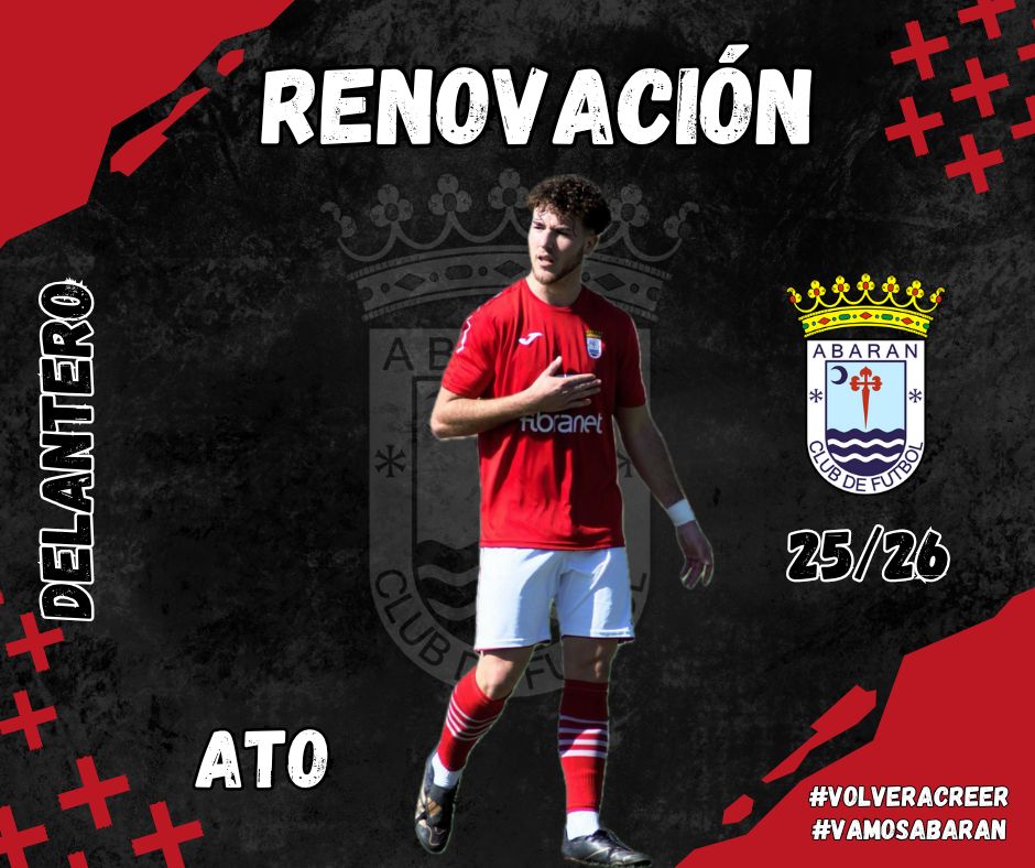 Abaran_cf's tweet photo. 🔴⚫ ¡𝙍𝙀𝙉𝙊𝙑𝘼𝘾𝙄𝙊́𝙉 ! 🔴⚫

Nos complace anunciar la continuidad de ATO como delantero del Abarán Club de Fútbol para la temporada 2025/2026.

Un jugador comprometido y con garra, que seguirá aportando goles y esfuerzo al equipo de su pueblo.

#VolverACreer #VamosAbaran https://t.co/FOWpOW0xkc