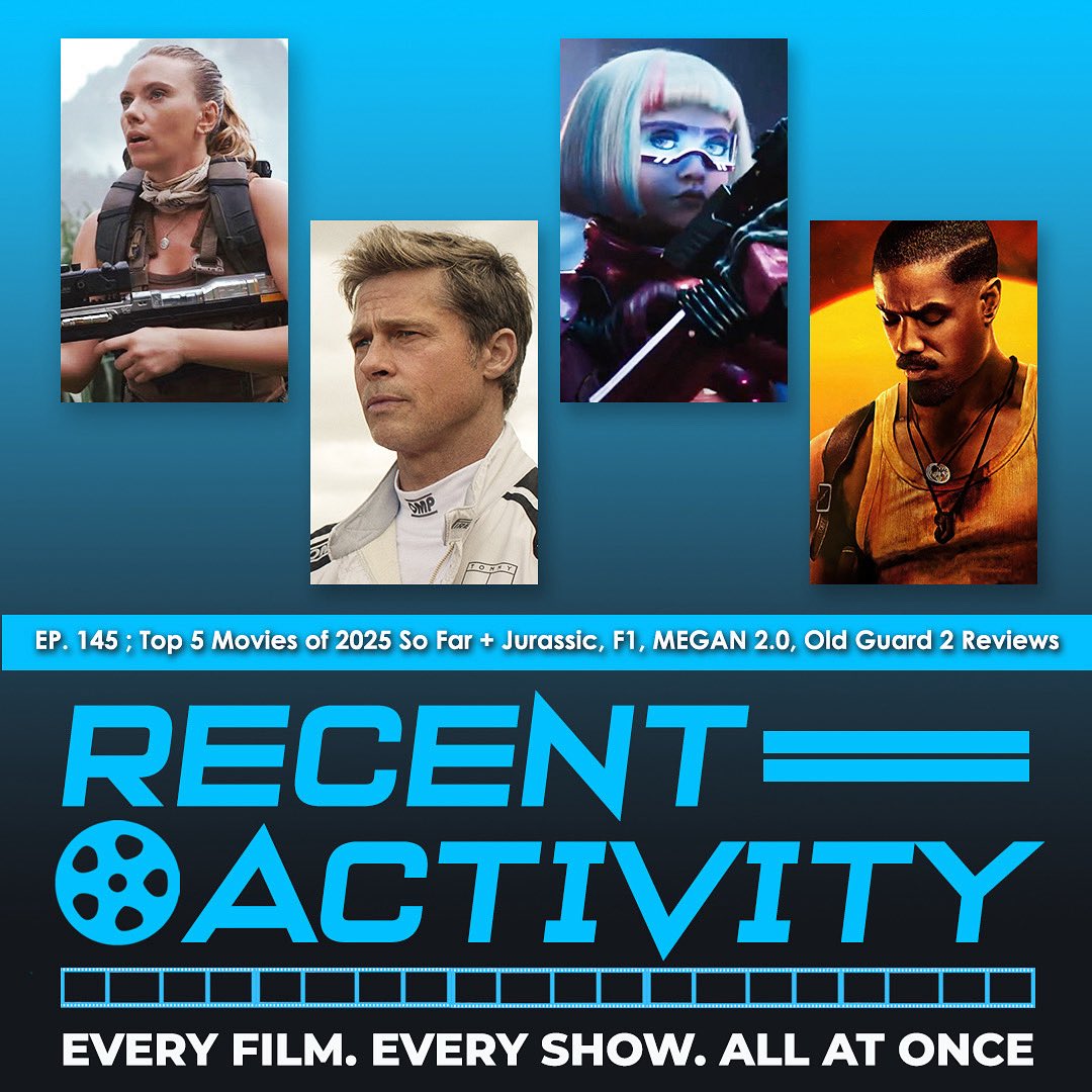 NEW EPISODE!
#JurassicWorldRebirth 
#F1TheMovie #MEGAN2 #TheOldGuard2 Reviewed +
Our Top 5 Movies of 2025 So Far!
—————————————
🎧 recent-activity.captivate.fm/listen
