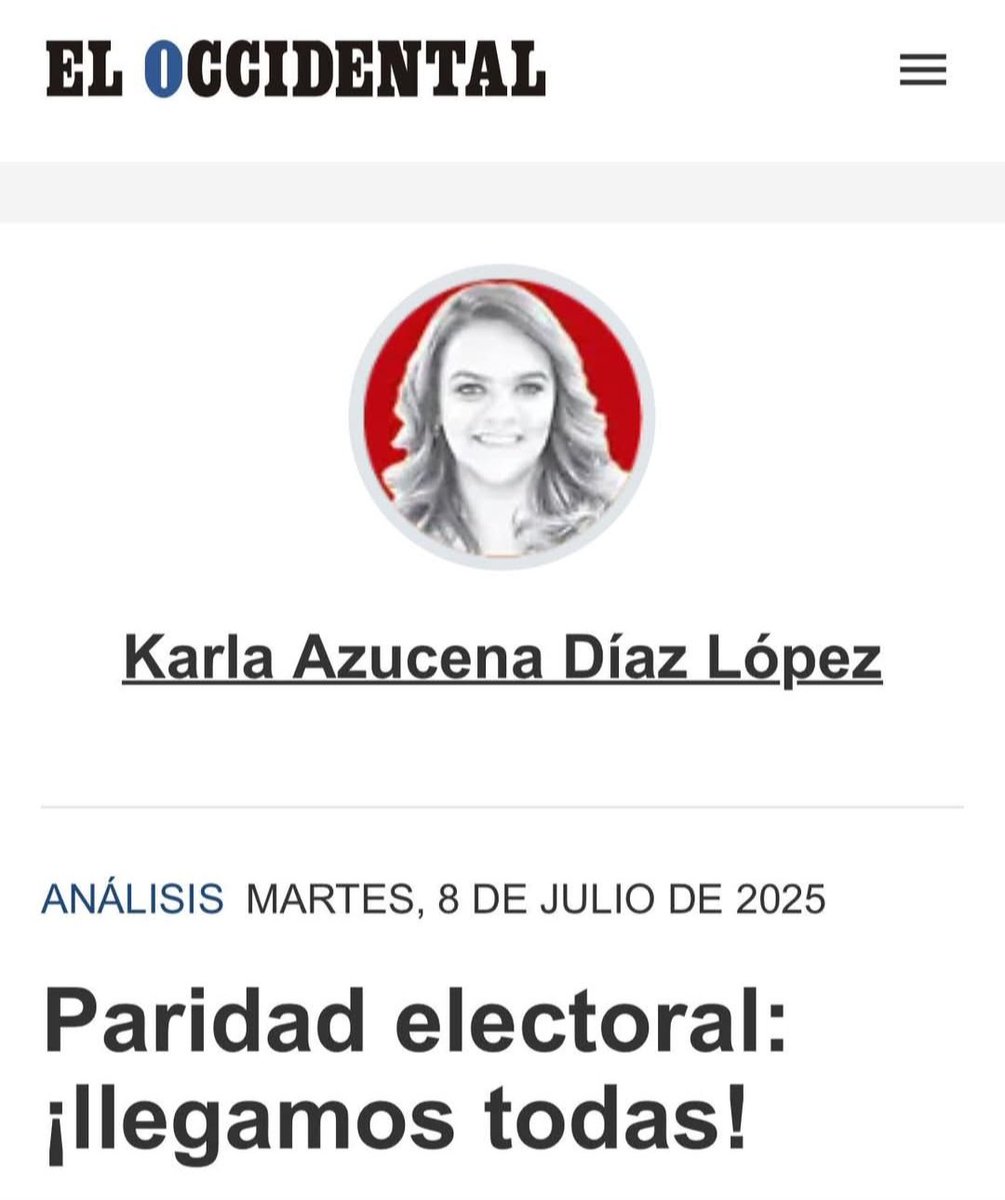 _KarlaDiaz_'s tweet photo. Con los lineamientos emitidos por el IEPC, por fin, presenciamos una verdadera señal de avance hacia la paridad, dejando  atrás el discurso vacío para dar paso a acciones concretas que reconfiguran el poder con justicia y equidad, a ocupar espacios que tradicionalmente se han reservado para los varones y que, en las escasas ocasiones en que una mujer ha logrado acceder, ha sido sorteando obstáculos impuestos por el sistema y los partidos políticos.

💜Espero que de verdad, dejen de interponer obstáculos, para que ¡lleguemos todas! 💕

Les invito a leer mi colaboración para Periódico El Occidental

👉 https://t.co/glR1Tbz7K8

#ParaTransformarZapopan
#KarlaDíaz
#PorZapopan