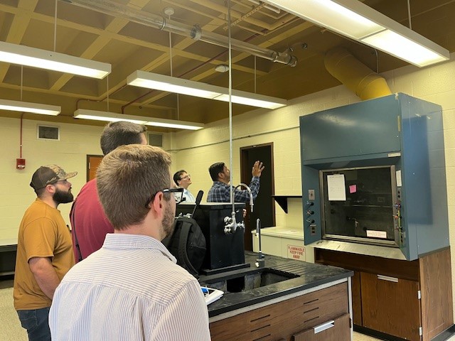 Lab Safety Coordinators and Environmental Safety &amp; Compliance Officer participated in Fume Hood Training with Assoc. Director of Research Services, Artiom Chacon. Safety trainings promote a culture of environmental health and safety excellence. Contact us ehs.ufl.edu