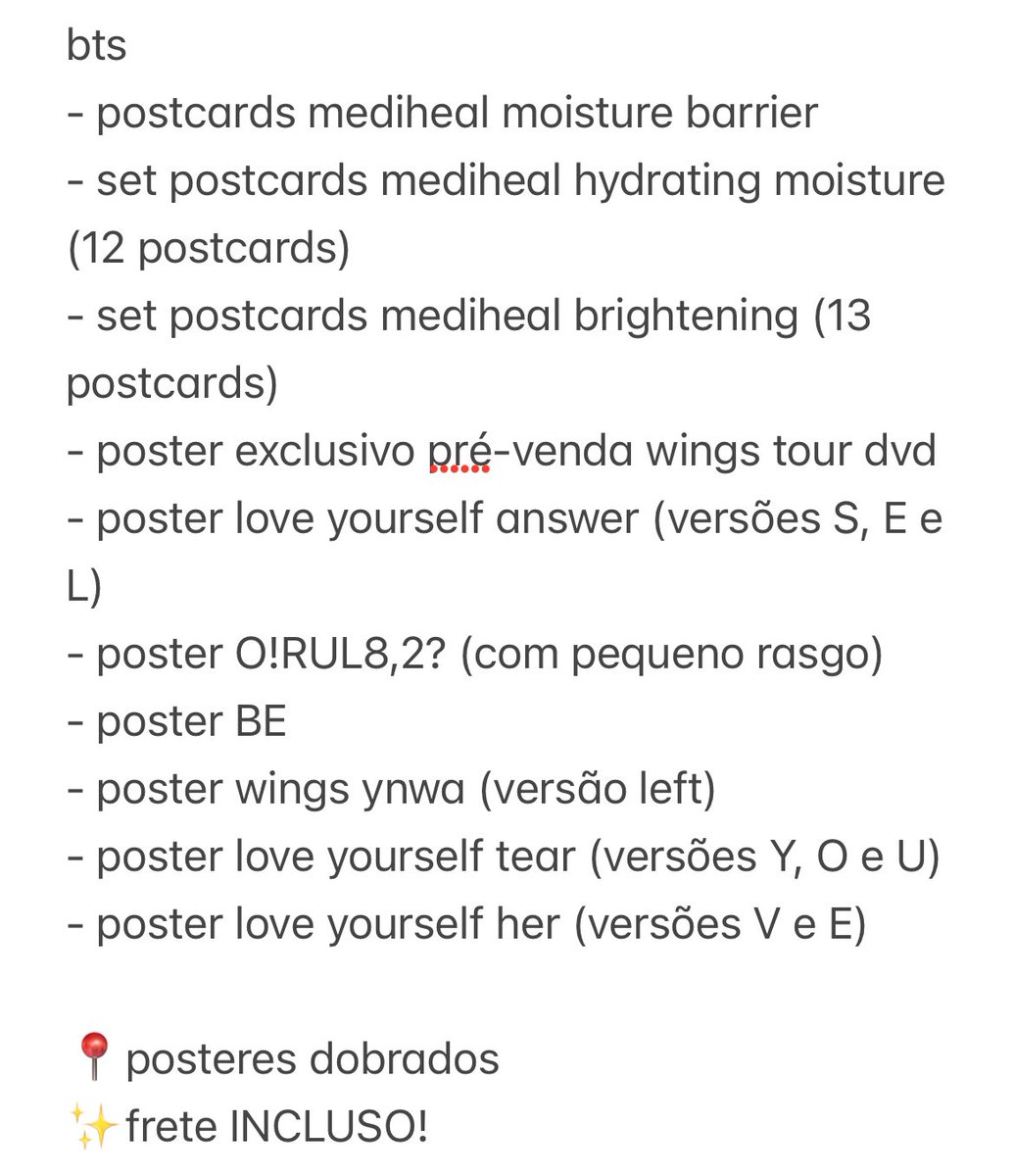 TheArmyShop_BTS's tweet photo. ✨VOLTAMOS À ATIVA✨

- Postcards BTS Mediheal
- Set de Postcards BTS Mediheal
- Posteres variados
- Todos os itens disponíveis na lista abaixo

⚠️ Para mais informações, comente abaixo!
📍 Frete incluso!
📦 Pronta entrega para todo o Brasil!
💜 RT para ajudar https://t.co/HPv1NOFXCM