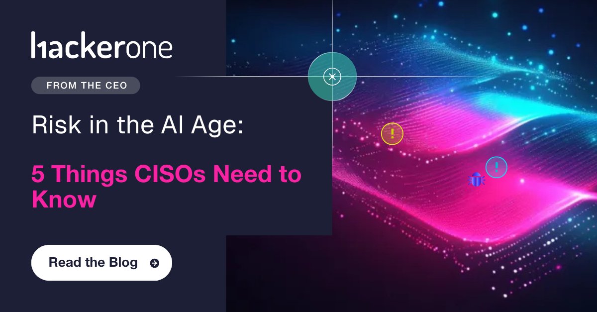 Hacker0x01's tweet image. CISOs are stewards of business risk and strategy—and that includes AI. Building trust in AI means treating security as a design principle, integrating testing into development, and engaging researchers early.
Read more from HackerOne CEO Kara Sprague, including 5 things she…