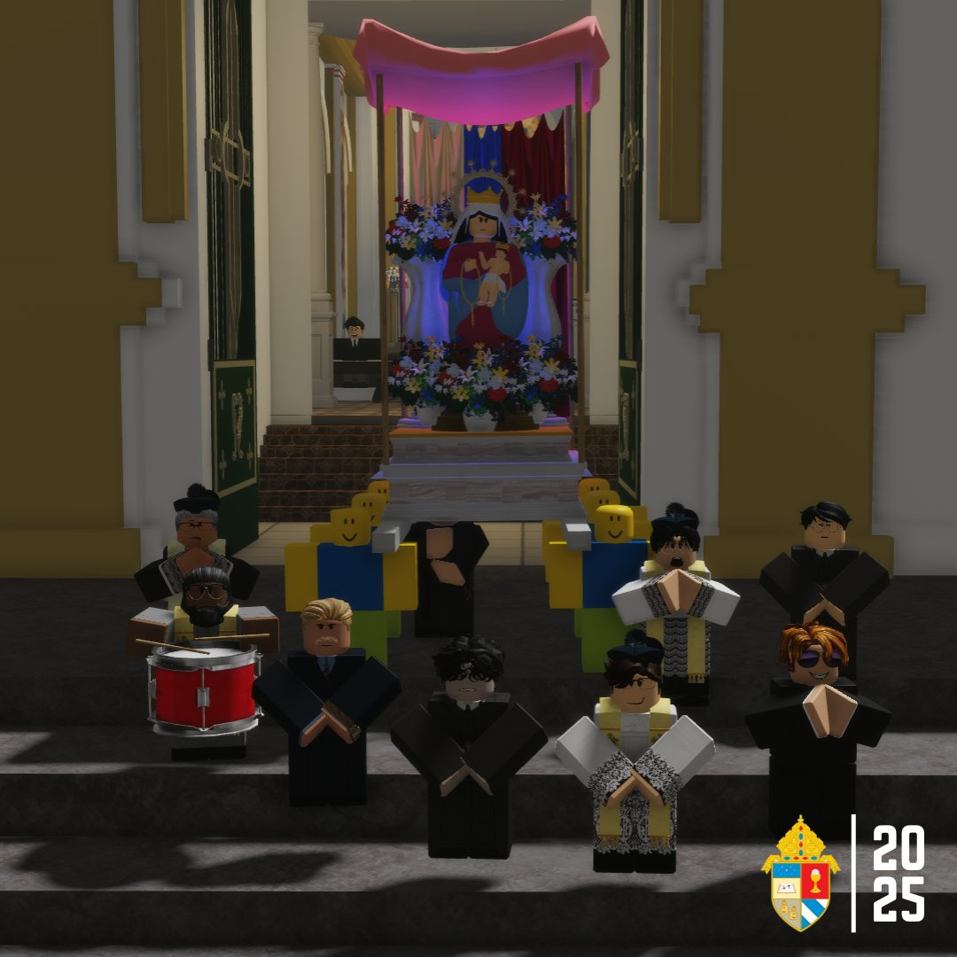 A solemn virtual procession takes place after the Fiesta Mass in honor of Our Lady of Chiquinquirá at the historic Parish of Our Lady of Sorrows in Colombia. The event was attended by the faithful of the Archdiocese of Roblox. #AoRMedia #AoRobloxCatholic