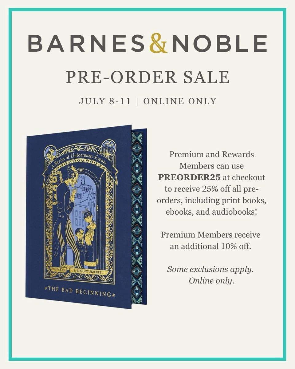 DanielHandler's tweet image. This week only, online orders of THE BAD BEGINNING: DELUXE EDITION get up to 35% off at @barnesandnoble. Pre-order your copy now, while supplies last!