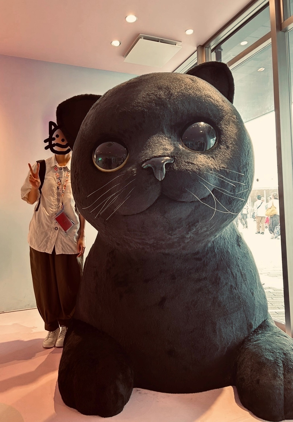 プレートとネコ。クロネコです。 コスプレした黒猫 1枚に「そっくり」「配達、お疲れ様です