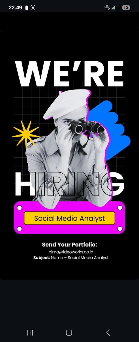 cimoot_'s tweet photo. Yuk Gaiis... https://t.co/OIaLfwzc9t membuka lowongan pekerjaan untuk posisi Social Media Analyst, so jika kalian tertarik bisa kirim CV dan Portofolio kalian ke alamat email ini yaaa thank you https://t.co/9jvzWeMmu3