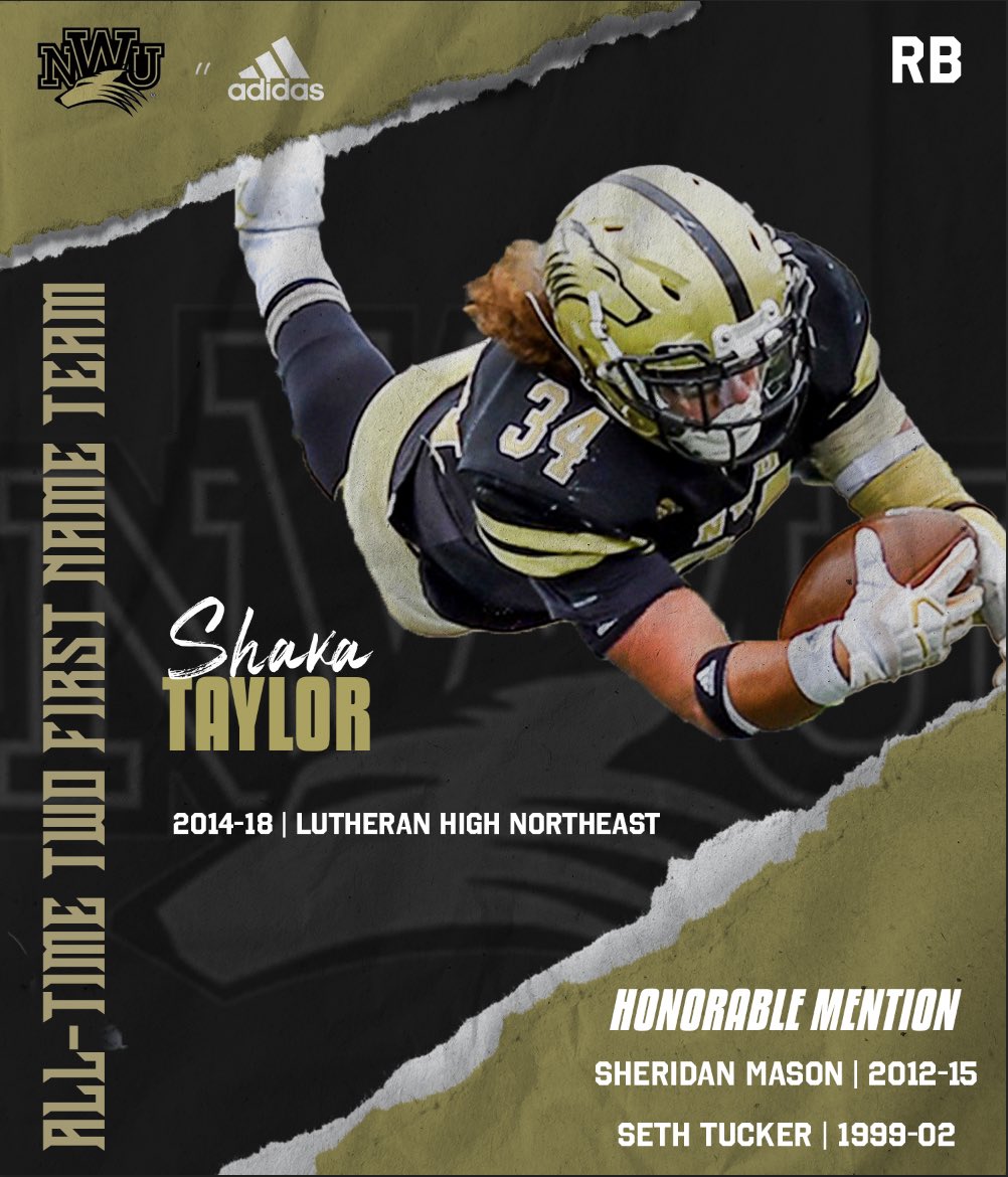 NWUFootball's tweet image. NWU All-Time Two First Name Team
RB: Shaka Taylor | 2014-18
#FAITH