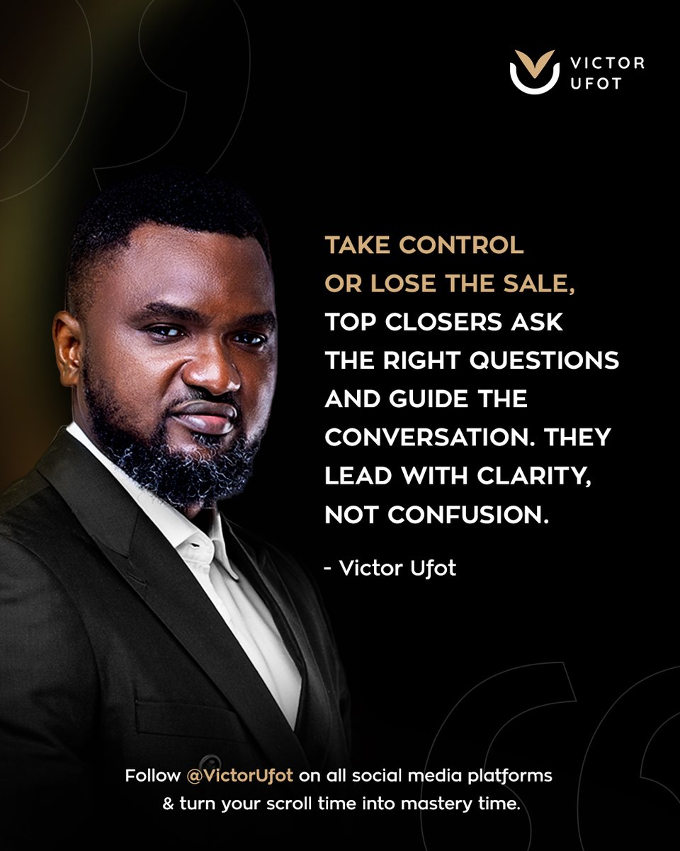You’re either leading the conversation or losing the client.

High-performance closers guide the sale with clarity, not by chance.

They ask the right questions and drive the flow. It's those who have control that close the sale.

If you're done leaving money on the table, drop
