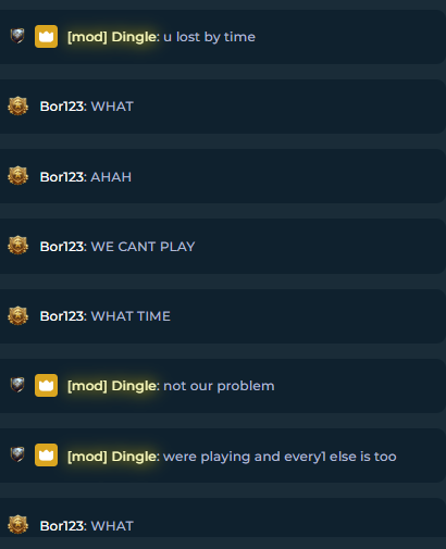 lol  we were playing against mods when the servers crushed so they just gave themselves the win  <a href="/BPWTokens/">betterplayerwin</a> <a href="/rapzslam/">Rapzwtw</a>