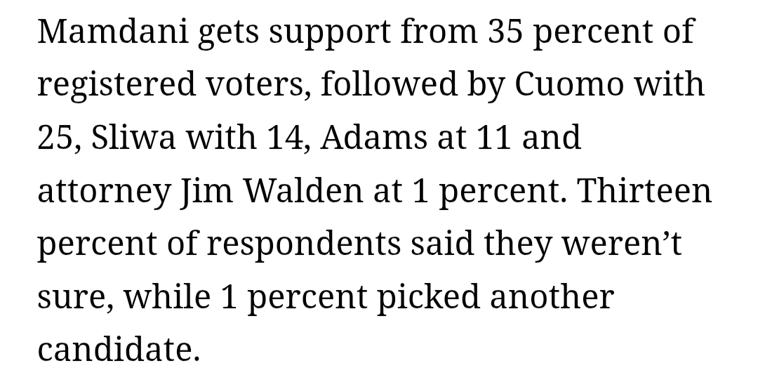 JoeNC05's tweet image. Definitely seems like Adams could win it Cuomo and/or Sliwa drop out. Should be a competitive race at least