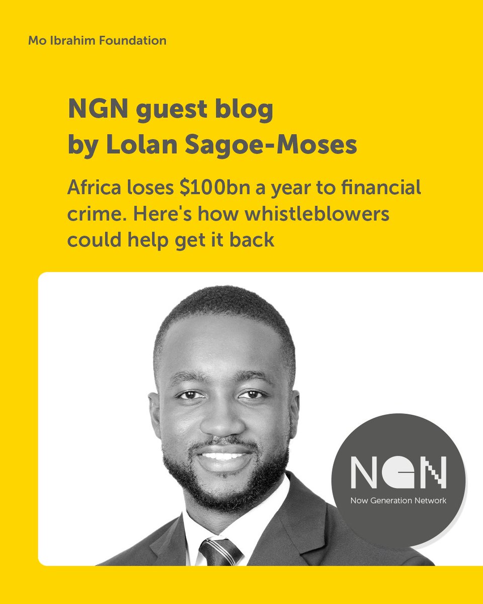 Mo Ibrahim Foundation (@mo_ibrahimfdn) on Twitter photo 💸 Did you know Africa loses up to $100bn a year to financial crime?
Learn how whistleblowers can help reclaim these funds and strengthen economies in this timely blog by <a href="/LolanEkow/">Lolan Sagoe-Moses</a>. #FinancingAfrica
mo.ibrahim.foundation/news/2025/afri… 💸 Did you know Africa loses up to $100bn a year to financial crime?
Learn how whistleblowers can help reclaim these funds and strengthen economies in this timely blog by <a href="/LolanEkow/">Lolan Sagoe-Moses</a>. #FinancingAfrica
mo.ibrahim.foundation/news/2025/afri…