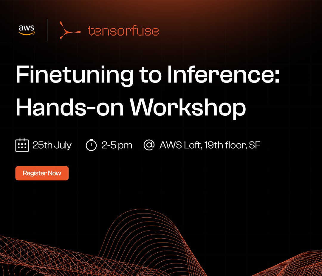 tensorfuse's tweet image. We're hosting a live, hands-on session focused on customising and serving open source LLMs in your own AWS cloud in partnership with @AWSstartups
This is a builders only event where we will:
- provision a completely serverless fine-tuning and inference infra in your own AWS…
