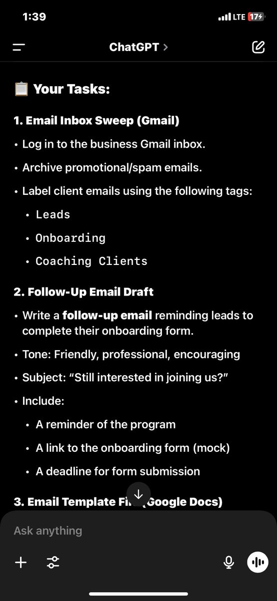 DeborahBassey25's tweet image. ✨Day 4 of Al prompt✨
Inbox Sweep + Follow-Up Email Draft
From cluttered Gmail to clear labels &amp;amp; client-ready emails!
#VirtualAssistant #Alprompt #EmailManagement #InboxZero #TikTokVA #productivitychallenge