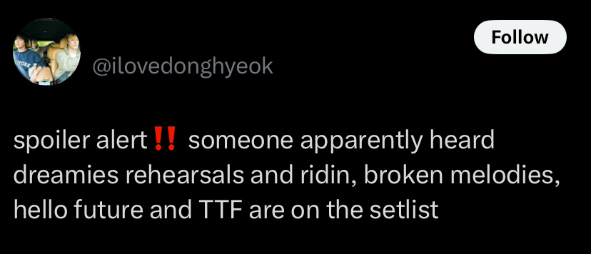 nct_menfess's tweet photo. TDS 4 ADA RIDIN, BROKEN MELODIES, HELLO FUTURE, SAMA TRIGGER THE FEVER GUYS 😭😭 nct! https://t.co/99ZCyKqoUp