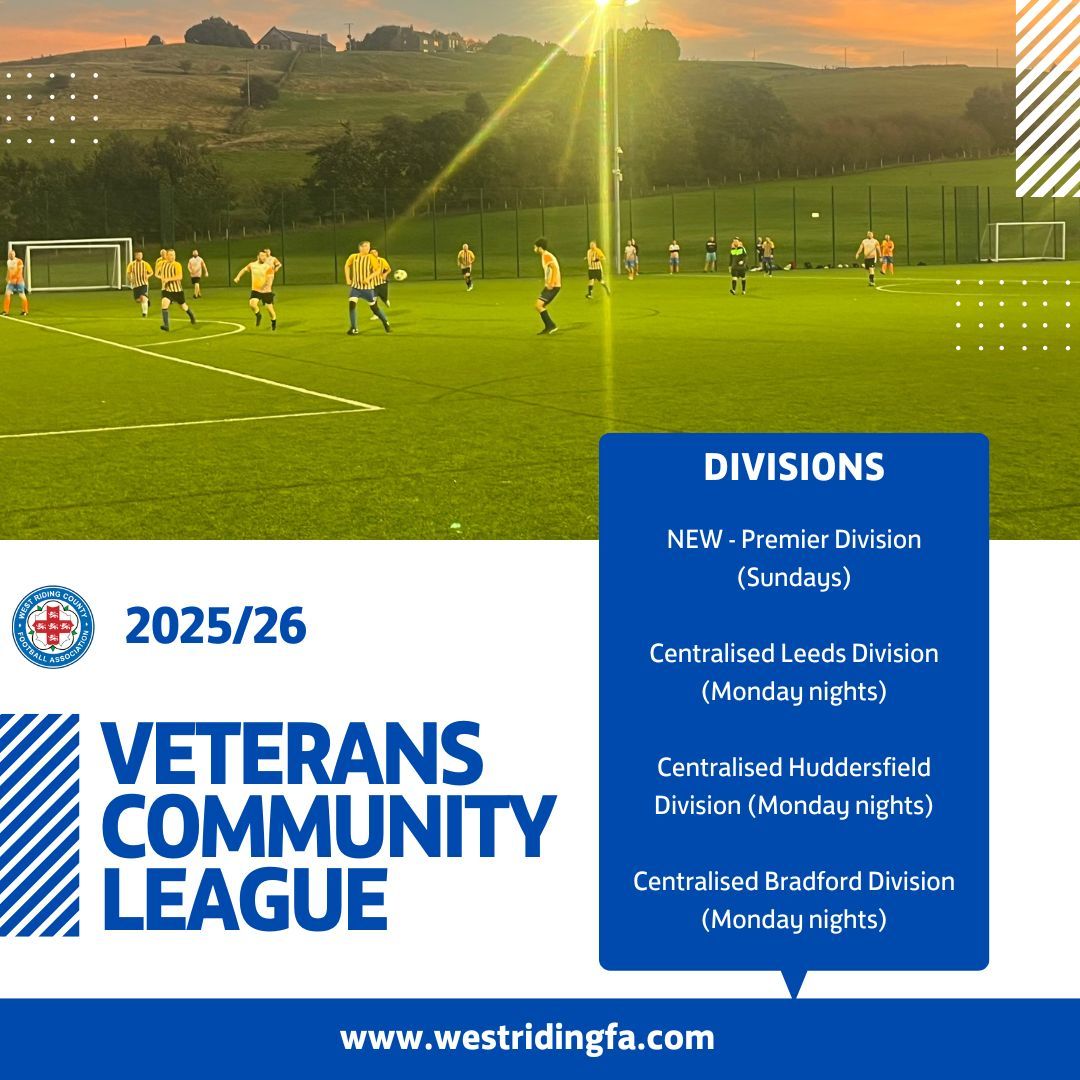 𝗩𝗲𝘁𝗲𝗿𝗮𝗻𝘀 𝗖𝗼𝗺𝗺𝘂𝗻𝗶𝘁𝘆 𝗟𝗲𝗮𝗴𝘂𝗲 𝟮𝟬𝟮𝟱/𝟮𝟲

Teams are invited to sign up for next season's Veterans League! 

Click here for all the details ⬇️ 

bit.ly/44GsE0D