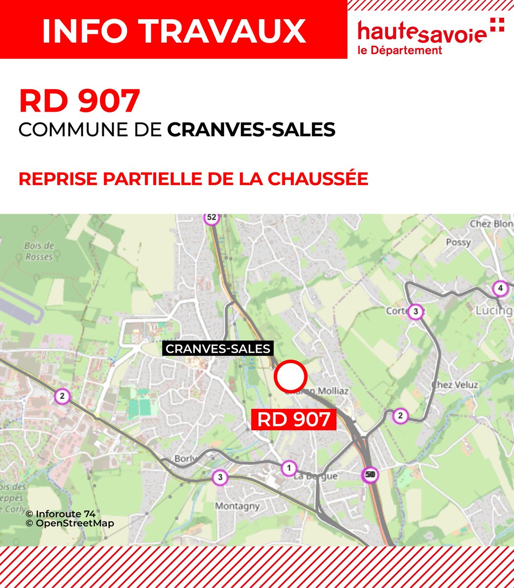 Dep_74's tweet photo. ⚠️ | Cranves-Sales : reprise partielle de la chaussée sur la RD 903.
⛔️ Les travaux se dérouleront la nuit du 16 juillet, sous route coupée de 21h à 5h.
Le coût de l’opération s’élève à 𝟏𝟐𝟎 𝟎𝟎𝟎 €, pris en charge intégralement pour le #CD74.
➕ https://t.co/fv4dm3d3h8 https://t.co/vQDnvDHCDn