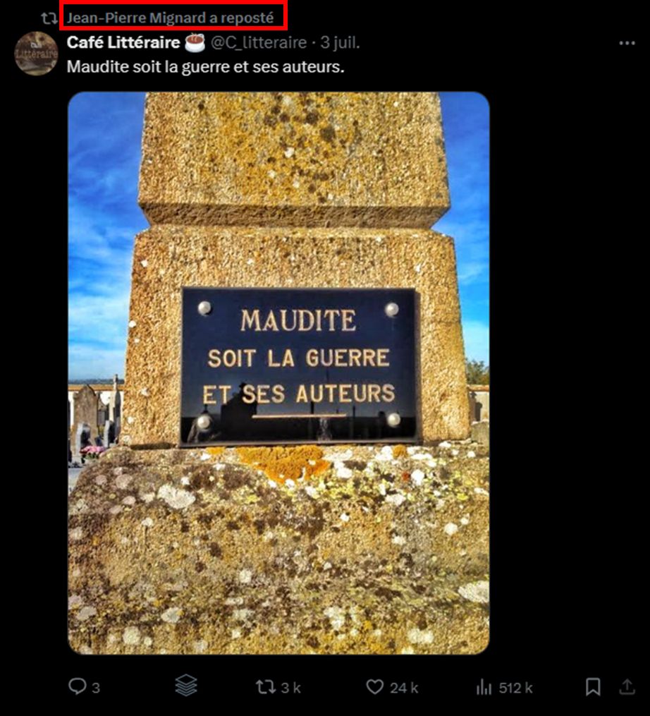 Halte à la Connerie (@halteconnerie) on Twitter photo <a href="/jpmignard/">Jean-Pierre Mignard</a> <a href="/YannBarte/">Yann Barte 🇺🇦🇹🇼 🎗️</a> <a href="/Linformatrice1/">Linformatrice</a> <a href="/treadstone78651/">Evarine Lulie🎗️</a> En fait, comme Miss France, JPM n'aime pas la guerre. Et c'est pour ça qu'on a pu penser que... Mais non ! Au pire il n'est qu' 📣 ☝️ antisioniste.
(Et n'écoutez pas ceux qui disent qu'en 2025 c'est kifkif ⤵️ x.com/halteconnerie/…)
14/18⬇️ <a href="/jpmignard/">Jean-Pierre Mignard</a> <a href="/YannBarte/">Yann Barte 🇺🇦🇹🇼 🎗️</a> <a href="/Linformatrice1/">Linformatrice</a> <a href="/treadstone78651/">Evarine Lulie🎗️</a> En fait, comme Miss France, JPM n'aime pas la guerre. Et c'est pour ça qu'on a pu penser que... Mais non ! Au pire il n'est qu' 📣 ☝️ antisioniste.
(Et n'écoutez pas ceux qui disent qu'en 2025 c'est kifkif ⤵️ x.com/halteconnerie/…)
14/18⬇️