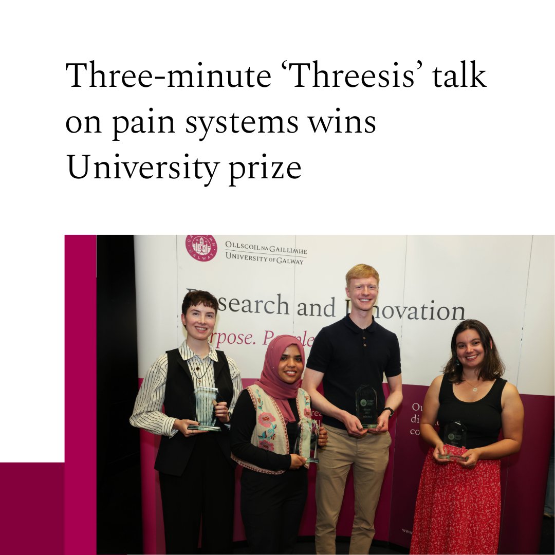 uniofgalway's tweet photo. Congratulations to Kevin Murray, a PhD researcher who investigates the body’s own cannabis-like chemicals in response to pain, on winning University of Galway’s Threesis challenge. 🙌
Read more about Kevin's winning #Threesis here: https://t.co/K3TF5WRA2f https://t.co/f6d3RcBwz6