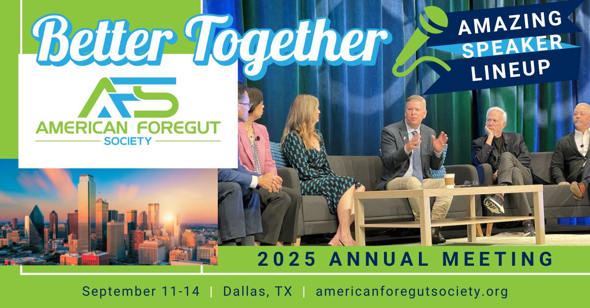 Be sure to join us for the upcoming 2025 AFS Annual Meeting! This year's event features a wide variety of educational presentations by industry experts. 

📅 September 11-14, 2025
📍 Dallas, Texas

View the agenda on our website &amp; register today!
👉 americanforegutsociety.org/2025-annual-me…
