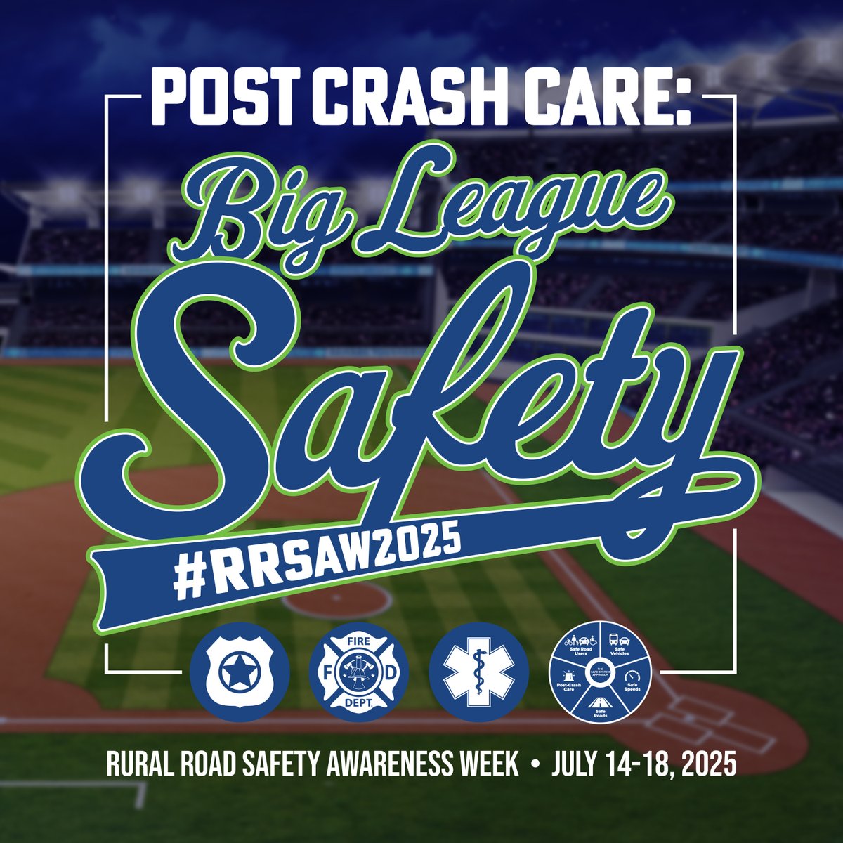 🗓️ Save the Dates – Jul 15 &amp; 17 @ 1 PM ET ⚾ Join our 2‑part #RRSAW2025 post‑crash care webinar series! Learn rural best practices, countermeasures, &amp; whole‑blood lifesavers. Register - 7/15: tinyurl.com/53v8vxfu | 7/17: tinyurl.com/sxftv5b