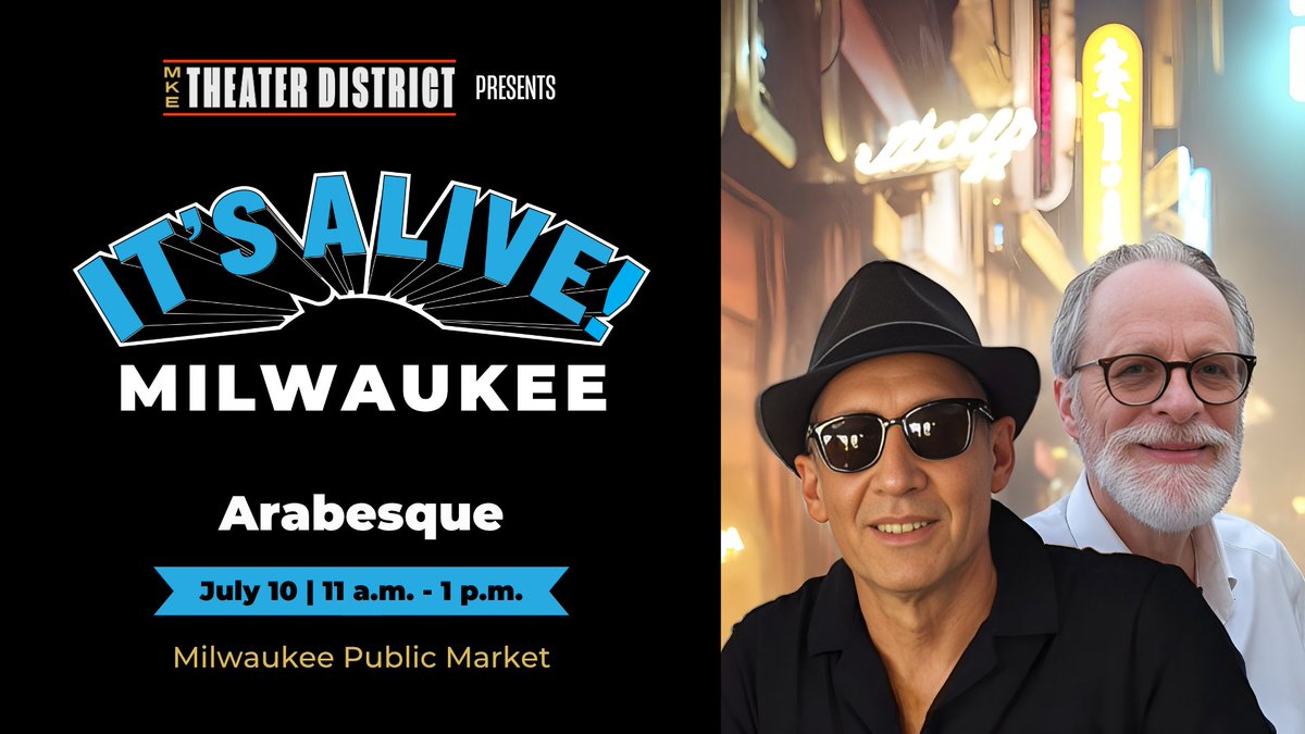 MKE Theater District (@mketheater) on Twitter photo Thursday's lunch plans all lined up 🎶
🗓️ July 10
🎵 Arabesque
📍<a href="/MKEPublicMarket/">Milwaukee Public Market</a>
⏰ 11 a.m. - 1 p.m.
See the full lineup and learn more ➡️ bit.ly/4dGuTUO Thursday's lunch plans all lined up 🎶
🗓️ July 10
🎵 Arabesque
📍<a href="/MKEPublicMarket/">Milwaukee Public Market</a>
⏰ 11 a.m. - 1 p.m.
See the full lineup and learn more ➡️ bit.ly/4dGuTUO